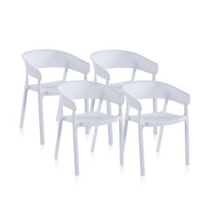 Pack 4 sillas de exterior diza polipropileno, blanco, 54 x…