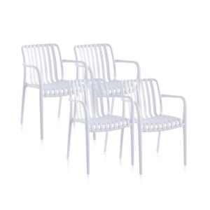 Pack 4 sillas de exterior jamie arm , blanco, 57,5 x 81 x 5…