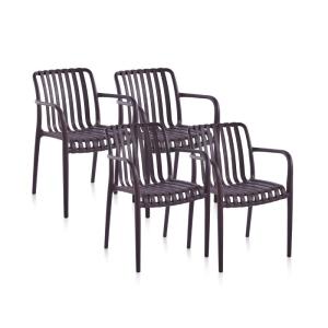 Pack 4 sillas de exterior jamie arm , marrón, 57,5 x 81 x 5…