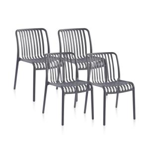 Pack 4 sillas de exterior jamie polipropileno, gris, 58 x 8…