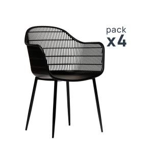 Pack 4 sillas polipropileno negro 62 x 86 cm