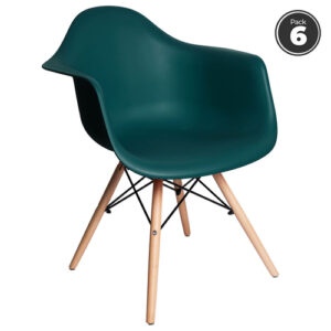 Pack 6 sillas color verde azulado en polipropileno