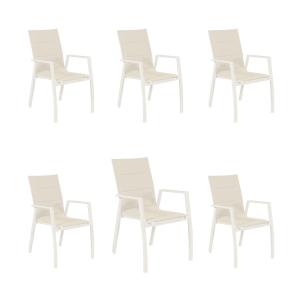 Pack 6 sillas de terraza fácil secado blanco envejecido