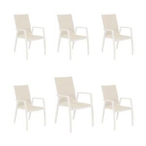 Pack 6 sillones de terraza fácil secado blanco envejecido