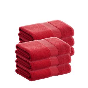 Pack 6 toallas algodón rojo  500 gr 30x50 cm