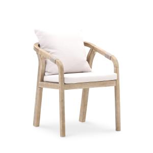 Pack 8 sillas de madera y cuerda con cojines beige