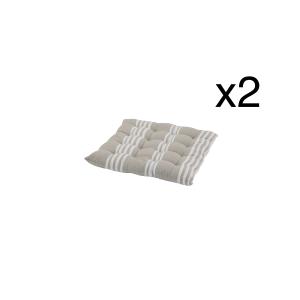 Pack de 2 cojines para silla cuadrado 40x40x6 cm rayas beige