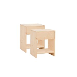 Pack de 2 mesitas de noche de madera beige 40x40cm