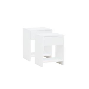 Pack de 2 mesitas de noche de madera blancas 40x40cm