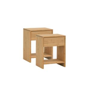 Pack de 2 mesitas de noche de madera marrón claro 40x40cm