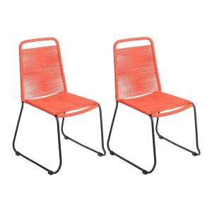 Pack de 2 sillas de jardín Antea rojo claro  de acero blanc…