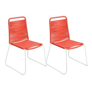 Pack de 2 sillas de jardín Antea rojo claro de acero negro