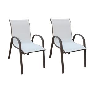 Pack de 2 sillas de jardín Clasic de acero marrón y blanco
