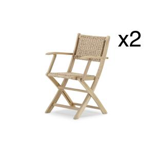 Pack de 2 sillas de madera con brazos enea plegables