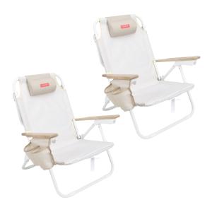 Pack de 2 sillas de playa plegables beige