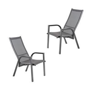 Pack de 2 sillones apilable reclinable aluminio antracita