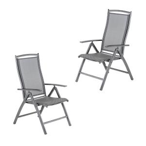 Pack de 2 sillones de aluminio antracita y textilene reclin…
