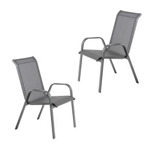 Pack de 2 sillones de jardín apilables aluminio antracita