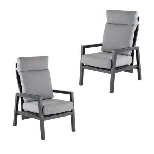 Pack de 2 sillones reclinable aluminio antracita cojines gr…