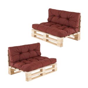 Pack de 2 sofá de palet asiento y respaldo color rojo olefi…