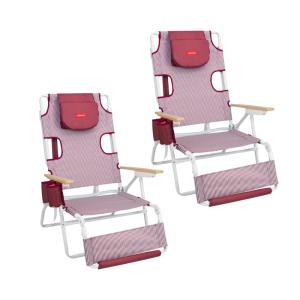 Pack de 2 tumbonas de playa plegables granate