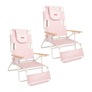 Pack de 2 tumbonas de playa plegables rosa