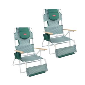 Pack de 2 tumbonas de playa plegables verde