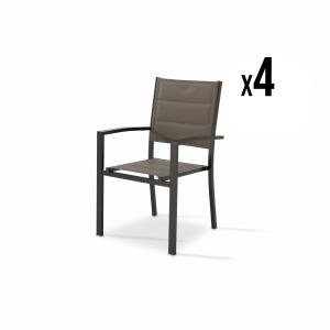 Pack de 4 sillas apilables aluminio y textileno acolchado m…