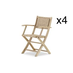 Pack de 4 sillas de madera con brazos enea plegables