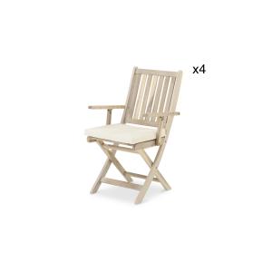 Pack de 4 sillas jardín plegables con brazos de madera colo…