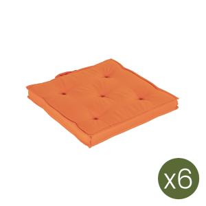Pack de 6 cojines para sillas de jardín color naranja 42x42…