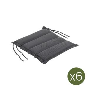 Pack de 6 cojines para sillas de jardín olefin gris 37x37 c…