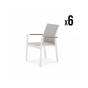 Pack de 6 sillas apilables aluminio blanco y textileno acol…