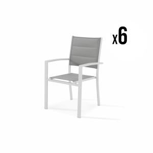Pack de 6 sillas apilables aluminio blanco y textileno acol…
