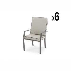 Pack de 6 sillas jardín aluminio marrón con cojines color t…