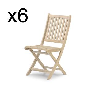 Pack de 6 sillas jardín plegables sin brazos de madera colo…