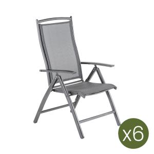 Pack de 6 sillones de aluminio antracita y textilene reclin…