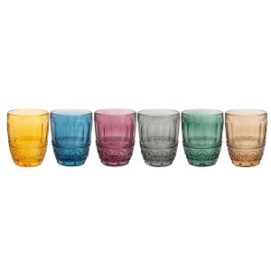 Pack de 6 vasos de vidrio multicolor