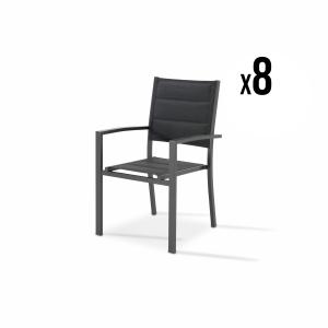 Pack de 8 sillas apilables aluminio y textileno acolchado a…