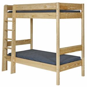 Pack litera con colchón madera maciza  natural 90x190 cm