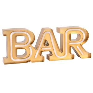 Palabra decorativa luminosa de metal dorado