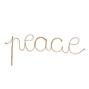 Palabra en hilo de latón dorado peace""