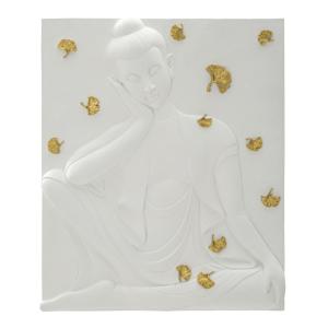 Panel decorativo 3d buda de resina blanca 46x5,7x55,5 cm