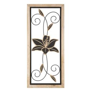 Panel decorativo 3d de metal negro con marco 26x2,5x60 cm