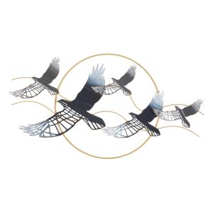 Panel decorativo 3d pájaros de metal multicolor 91x7x50 cm