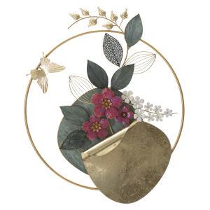Panel decorativo de flores 3d de metal multicolor 67x8x74 cm