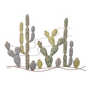 Panel decorativo de metal multicolor con cactus cm 90x2,5x64