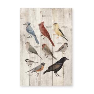 Panel decorativo madera 60x40 pájaros