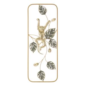 Panel decorativo mono 3d de metal dorado 28,6x3,8x74,3 cm