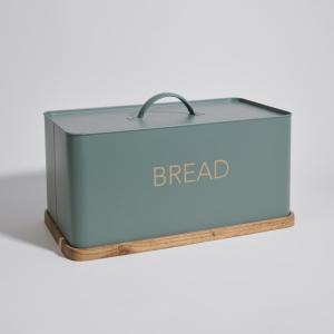 Panera de acero verde y madera de acacia